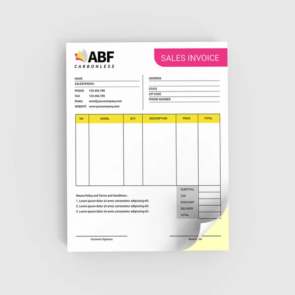 Custom 2 part 4.25x5.5 carbonless forms for compact duplicate receipts