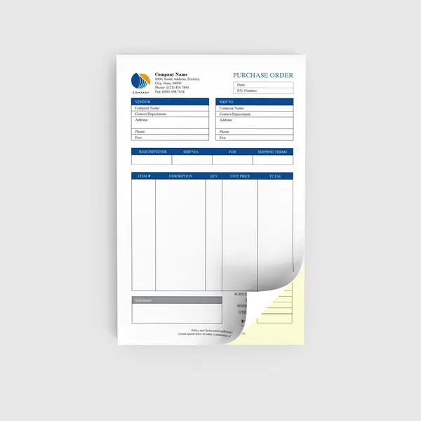 Custom 2 part 8.5x5.5 carbonless forms for invoices and receipts