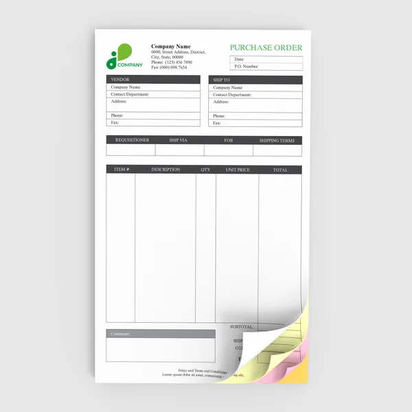 Custom 4 part 8.5x14 carbonless forms for legal size multi-copy documents