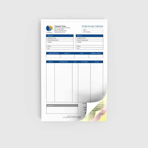 Custom 4 part 8.5x5.5 carbonless forms for compact multi-copy receipts