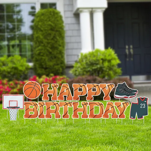 Custom printed basketball theme yard letter signs for sports parties and events