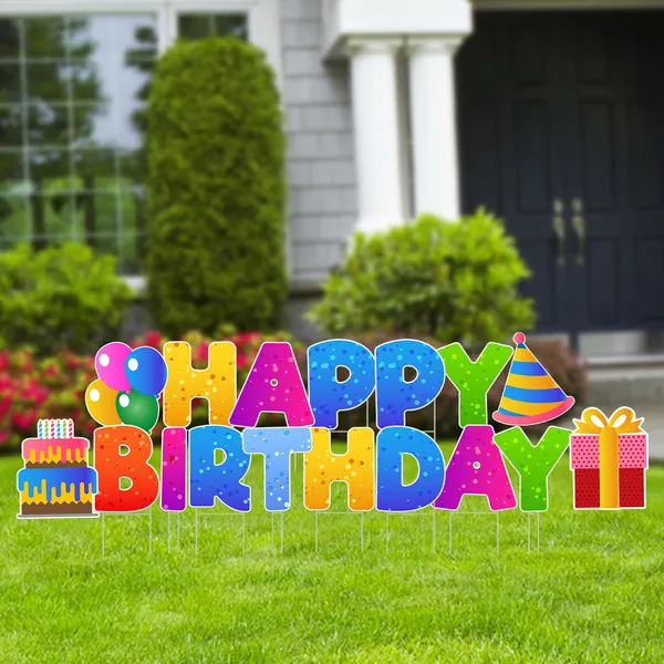 Bubble style happy birthday yard letters for lawn celebration decor