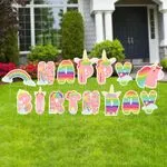 Unicorn & Rainbows Birthday Lawn Letters 1