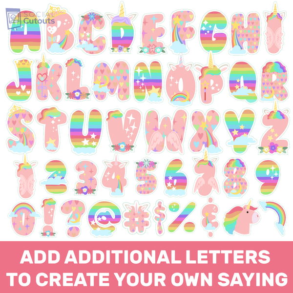Unicorn & Rainbows Birthday Lawn Letters 7