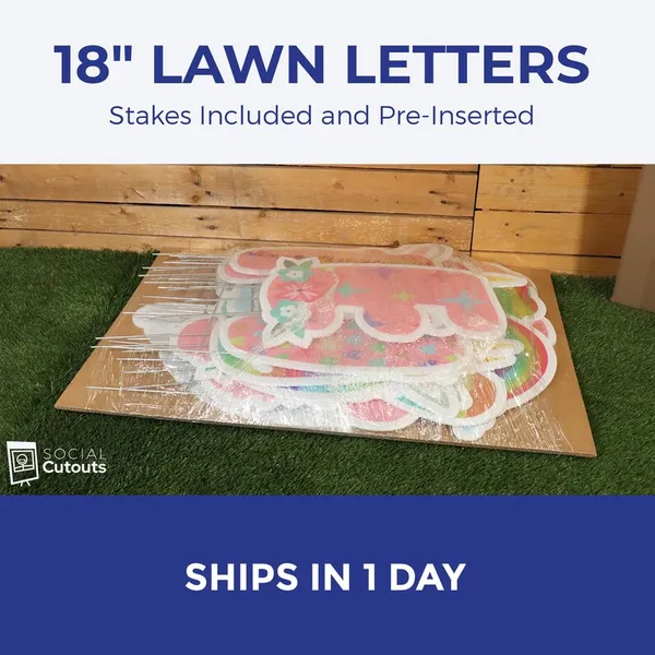 Unicorn & Rainbows Birthday Lawn Letters 5