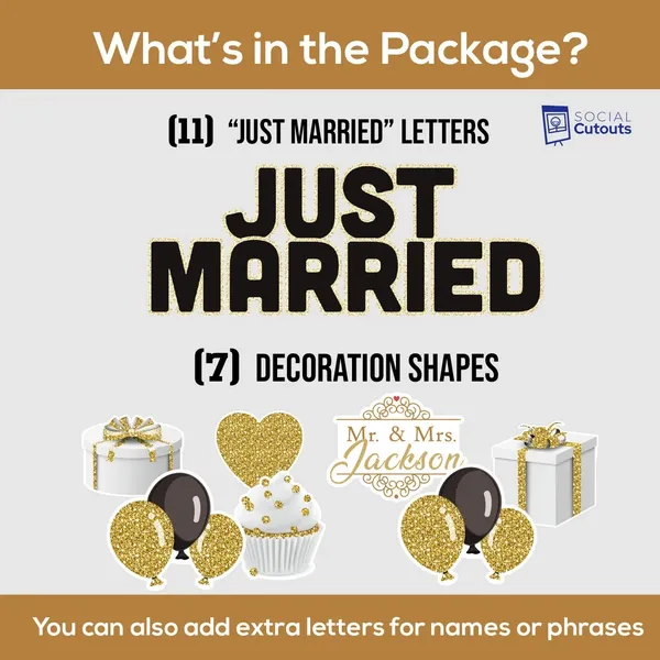 Just Married Yard Letters & Props 3