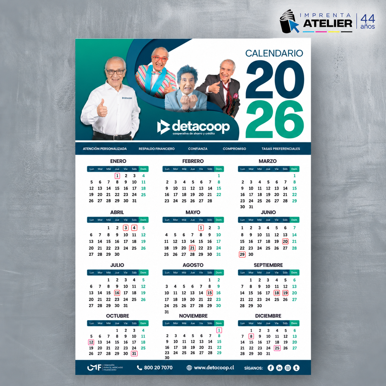CALENDARIO MURAL 1 LAMINA