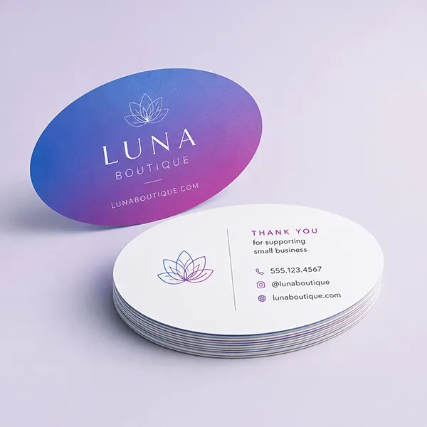 Oval Die Cut Business Cards