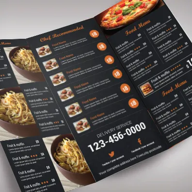 11 x 8.5 Color Tri-fold Menu Cheap