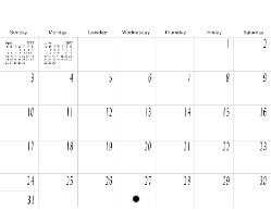 2026 Blank Calendar No Holidays No Headings