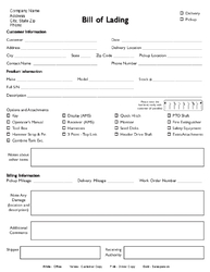 Bill of Lading Front