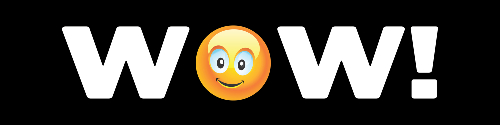 WOW! W/ EMOJI on Black Background
