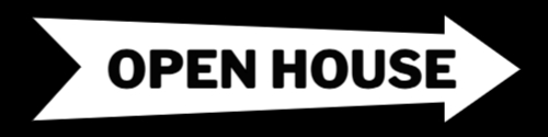 OPEN HOUSE W/ ARROW on Black Background