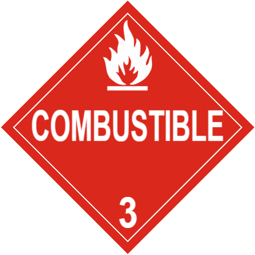 Combustible Class 3 Placard