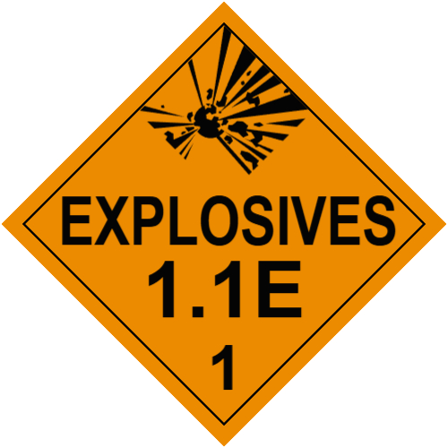 Explosive Class 1.1E Placard