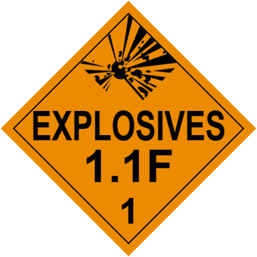 Explosive Class 1.1F Placard