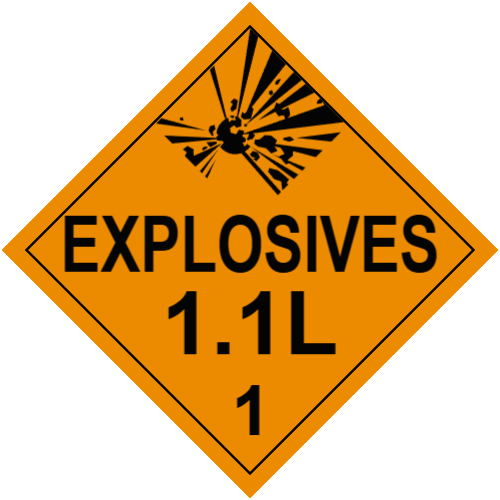 Explosive Class 1.1L Placard