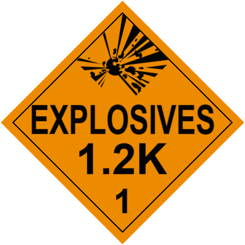 Explosive Class 1.2K Placard