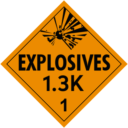 Explosive Class 1.3K Placard