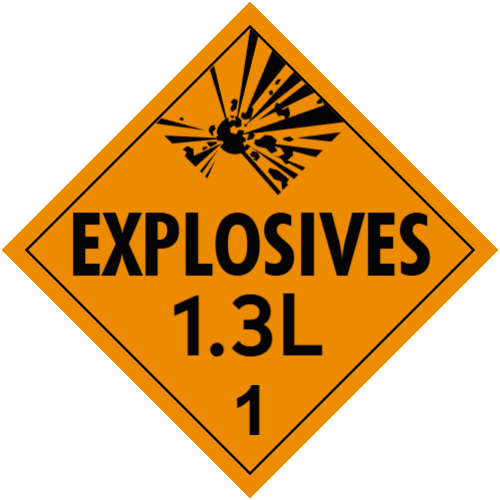 Explosive Class 1.3L Placard
