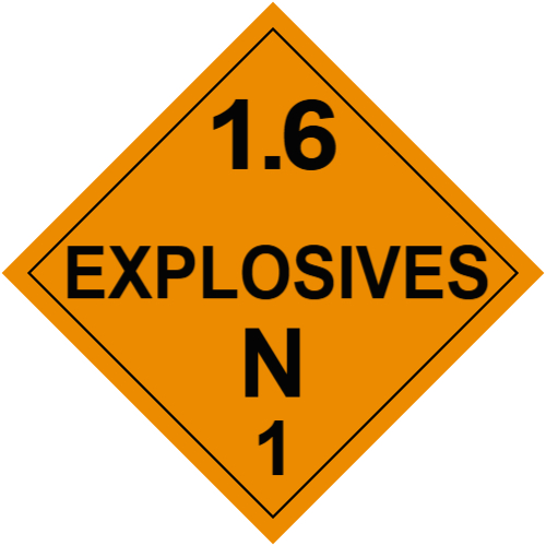 Explosive Class 1.6N Placard