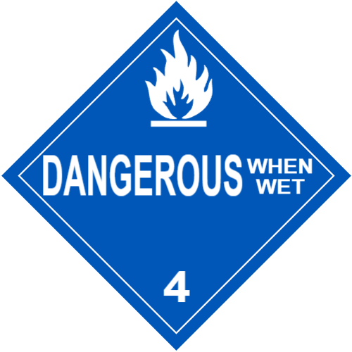 DANGEROUS WHEN WET Class 4 Placard