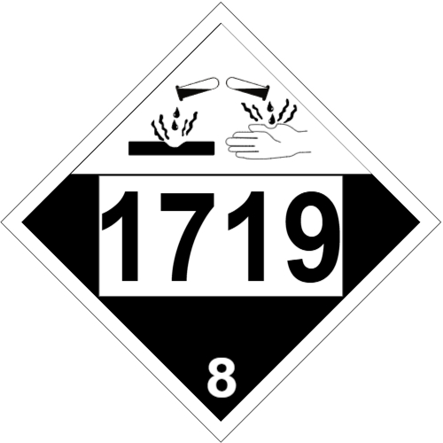 UN #1719 Class 8 Placard