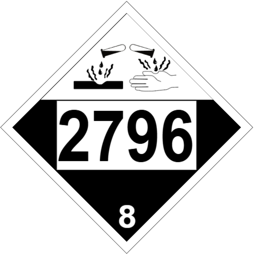 UN #2796 Class 8 Placard