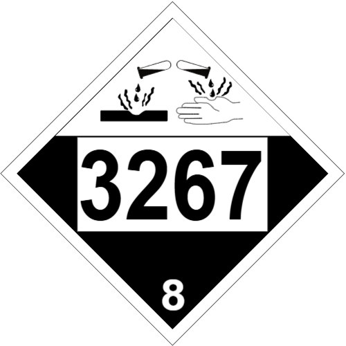 UN #3267 Class 8 Placard