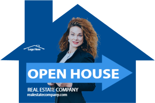 Cool Blue 12x18 House-Shaped Directionals with photo