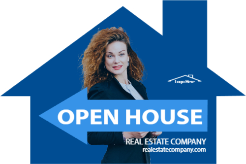 Cool Blue 12x18 House-Shaped Directionals with photo