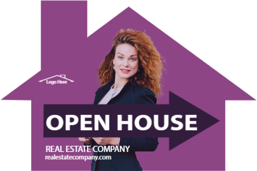 Plum 12x18 House-Shaped Directionals with photo