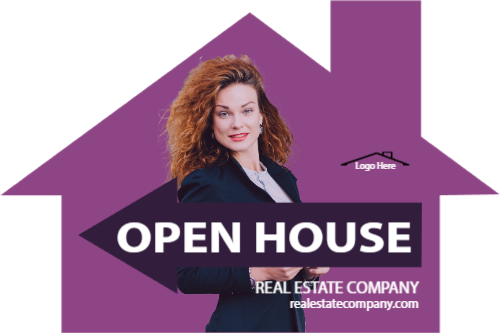 Plum 12x18 House-Shaped Directionals with photo