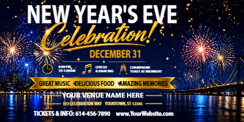 3' x 6' New Year's Celebration Banner
