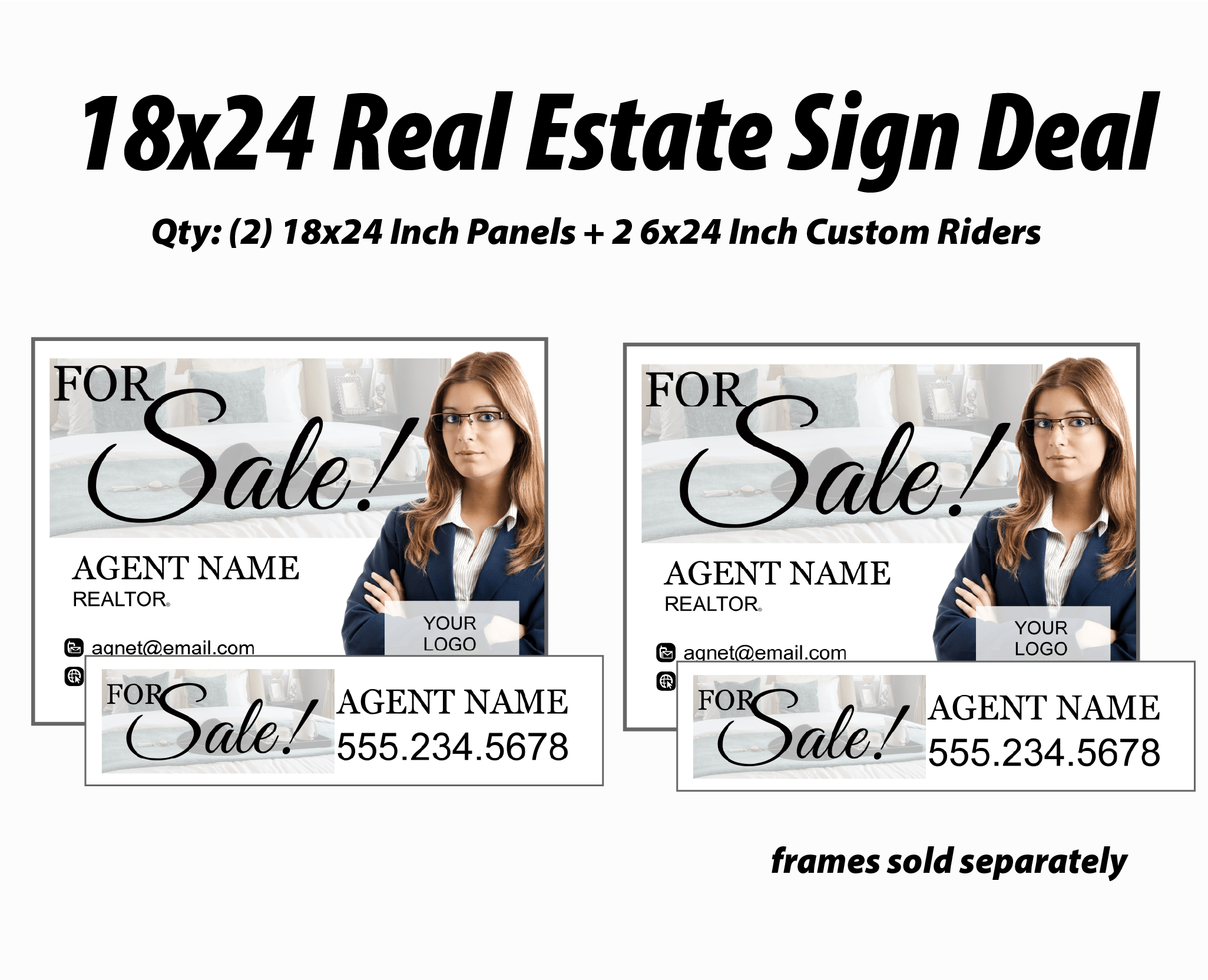 18x24 - 2+2 Package | 2 Panels + 2 Custom 6x24" Riders