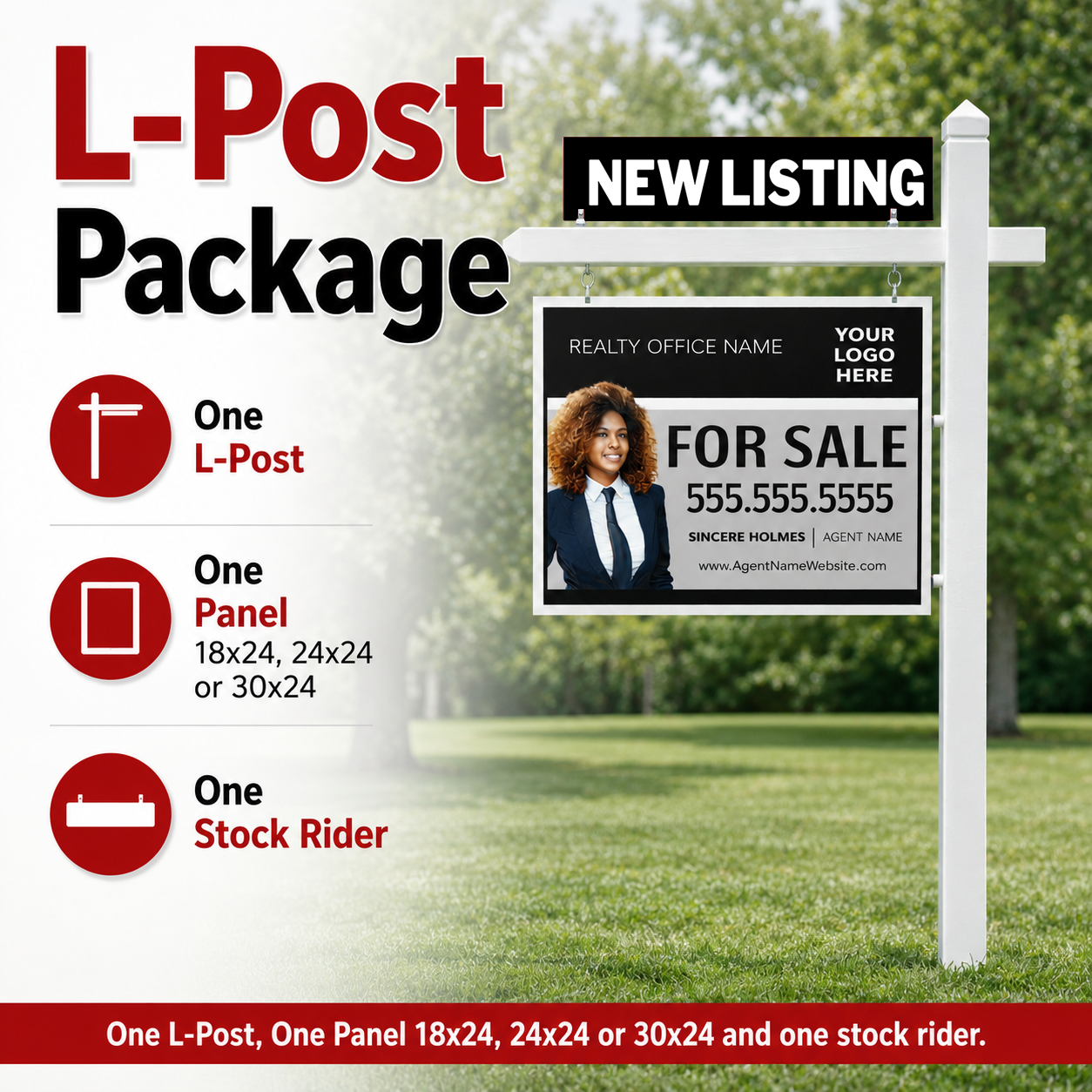 L-post | 18x24 PVC Panel | 1 Stock Rider L-Post Package for $199
