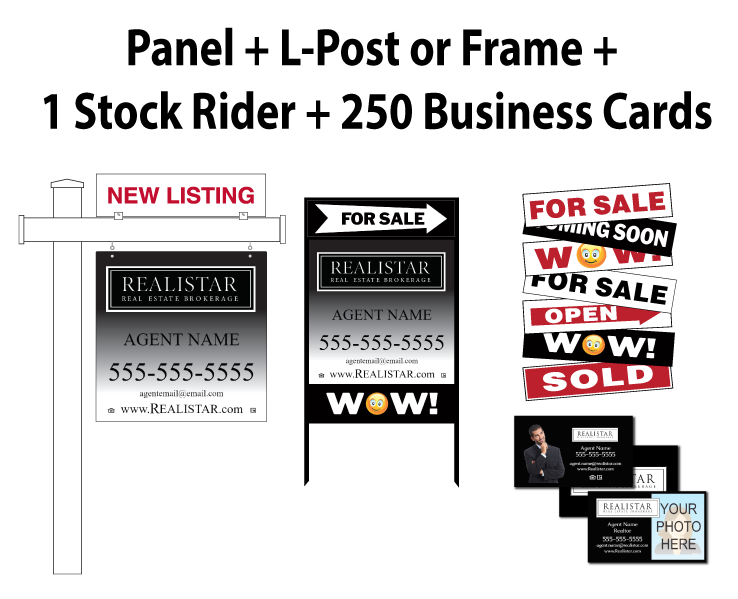 Realistar L-Post Package that includes 1 Realistar Panel, 1 L-Post, 1 stock rider and 250 business cards