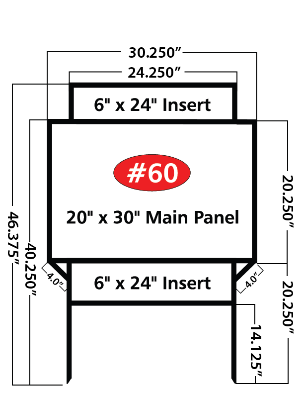 Real Estate Frame for 20x30 Panel w/ Top & Bottom 6x24 Rider Slots