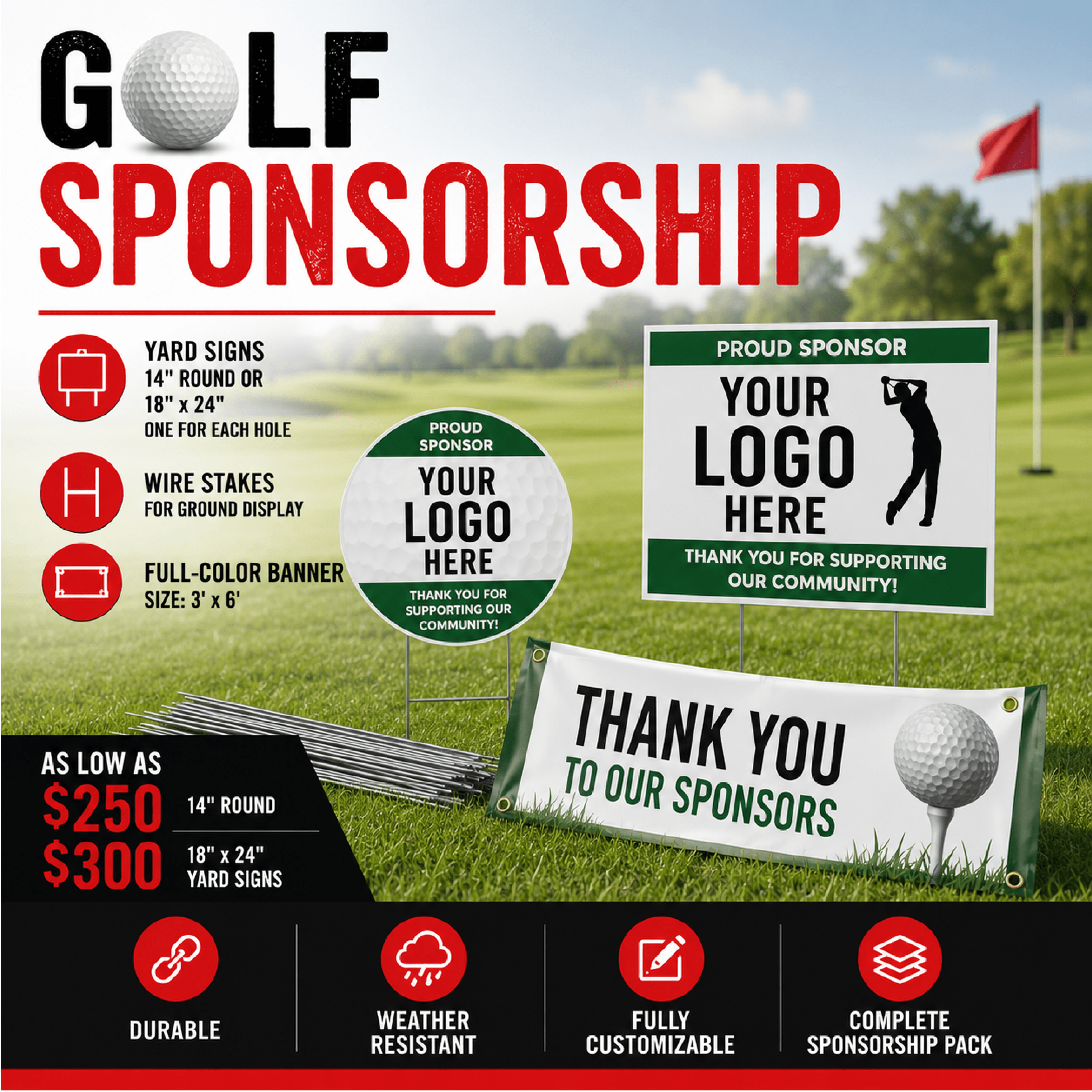 Golf Event Bundle Golf Outing Package w/ Yard Signs