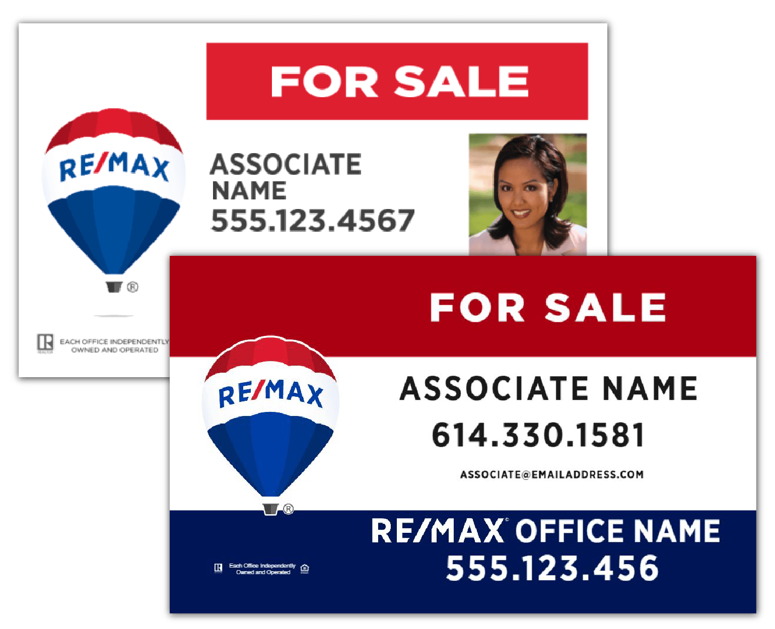 RE/MAX Style Guide Compliant  30x18 inch real estate signs