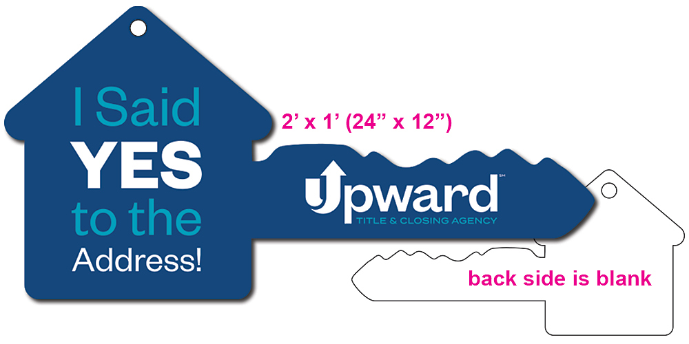 C001008 2' x 1' Key Shaped Sign - 1 side