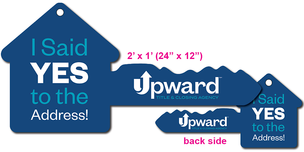 C001008 2' x 1' Key Shaped Sign - 2 sides