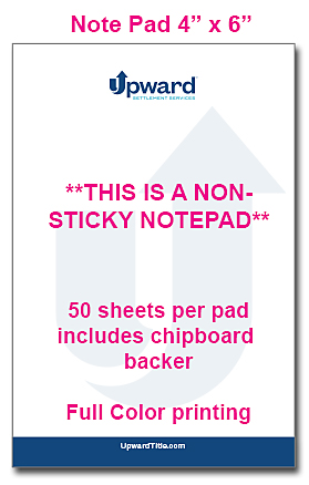 C001021 4x6 Non Sticky Note Pad
