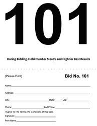 Auction Bid Cards With Stub 2