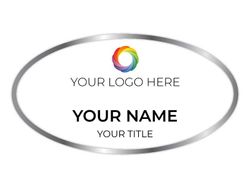 1.5 x 3 Oval - Silver/White