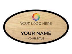 1.5 x 3 Oval - Black/Wood Grain