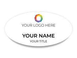 1.5 x 3 Oval - Logo Top - White