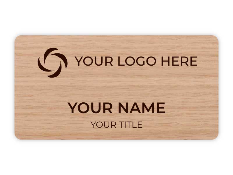 1.5 x 3 Oak Name Badge Engraved
