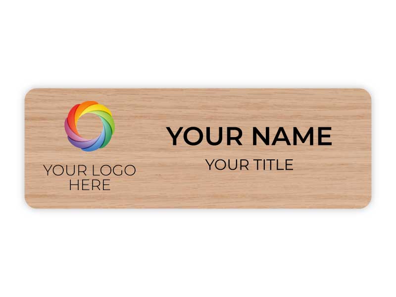 1 x 3 Oak Name Badge