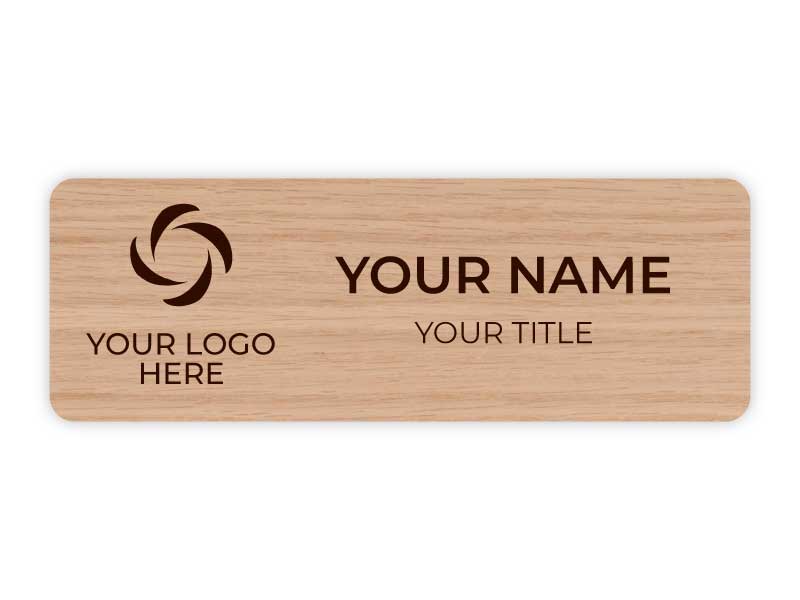 1 x 3 Oak Name Badge Engraved